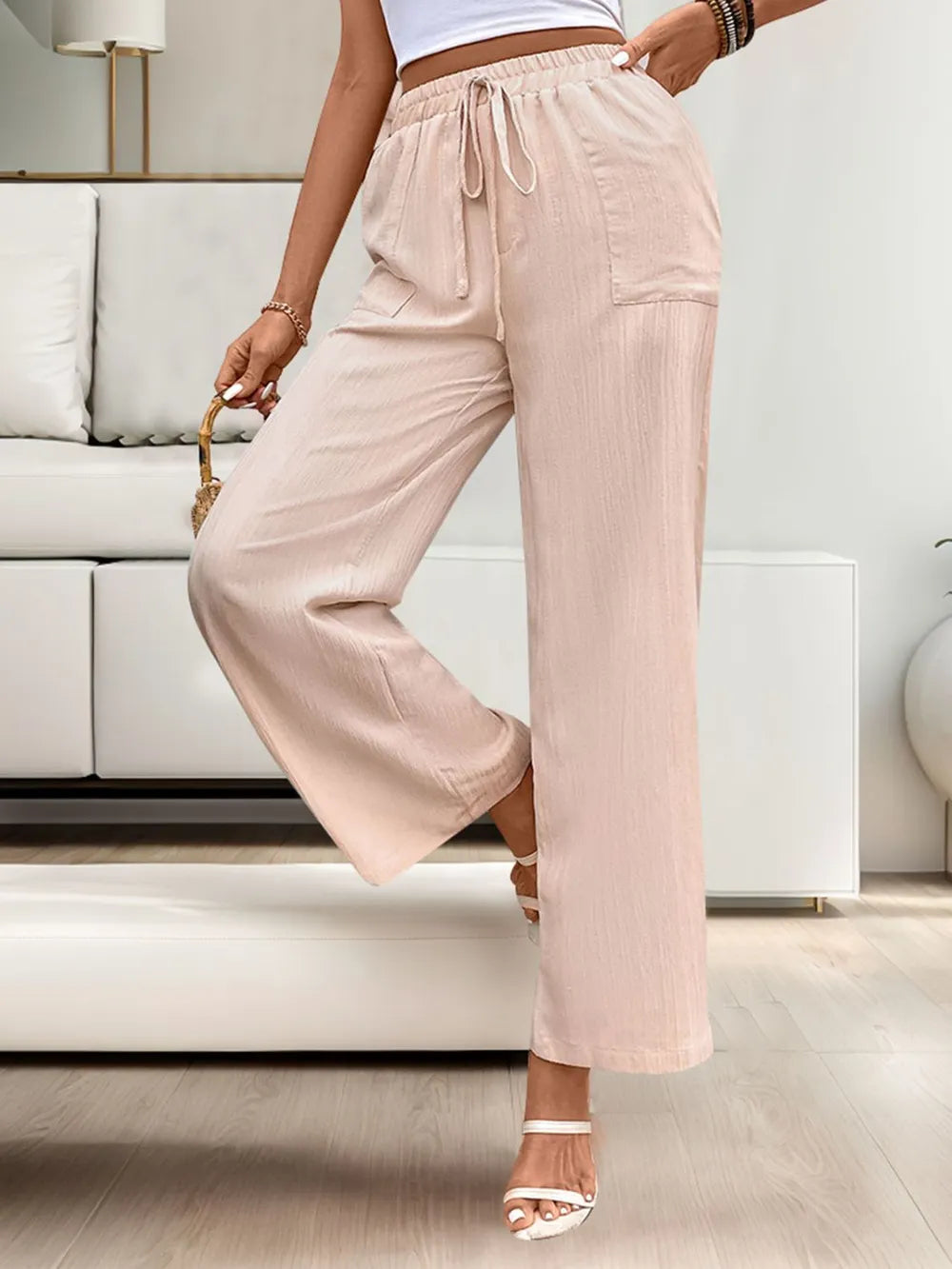 Perfee Tied Wide Leg Pants with Pockets – Trendsi | ClozArt