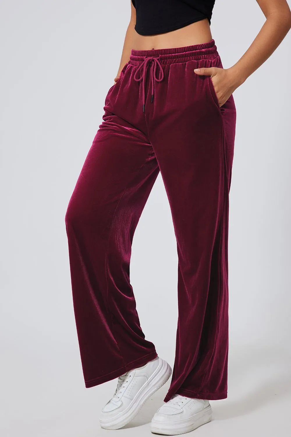 Drawstring Waist Wide Leg Active Pants – Trendsi | ClozArt
