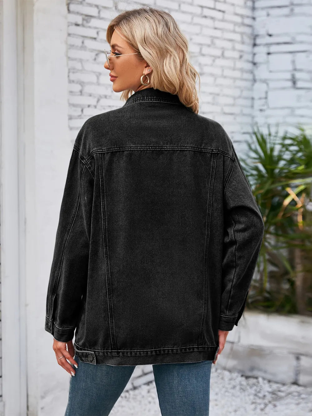 Button Up Long Sleeve Denim Jacket – Trendsi | ClozArt