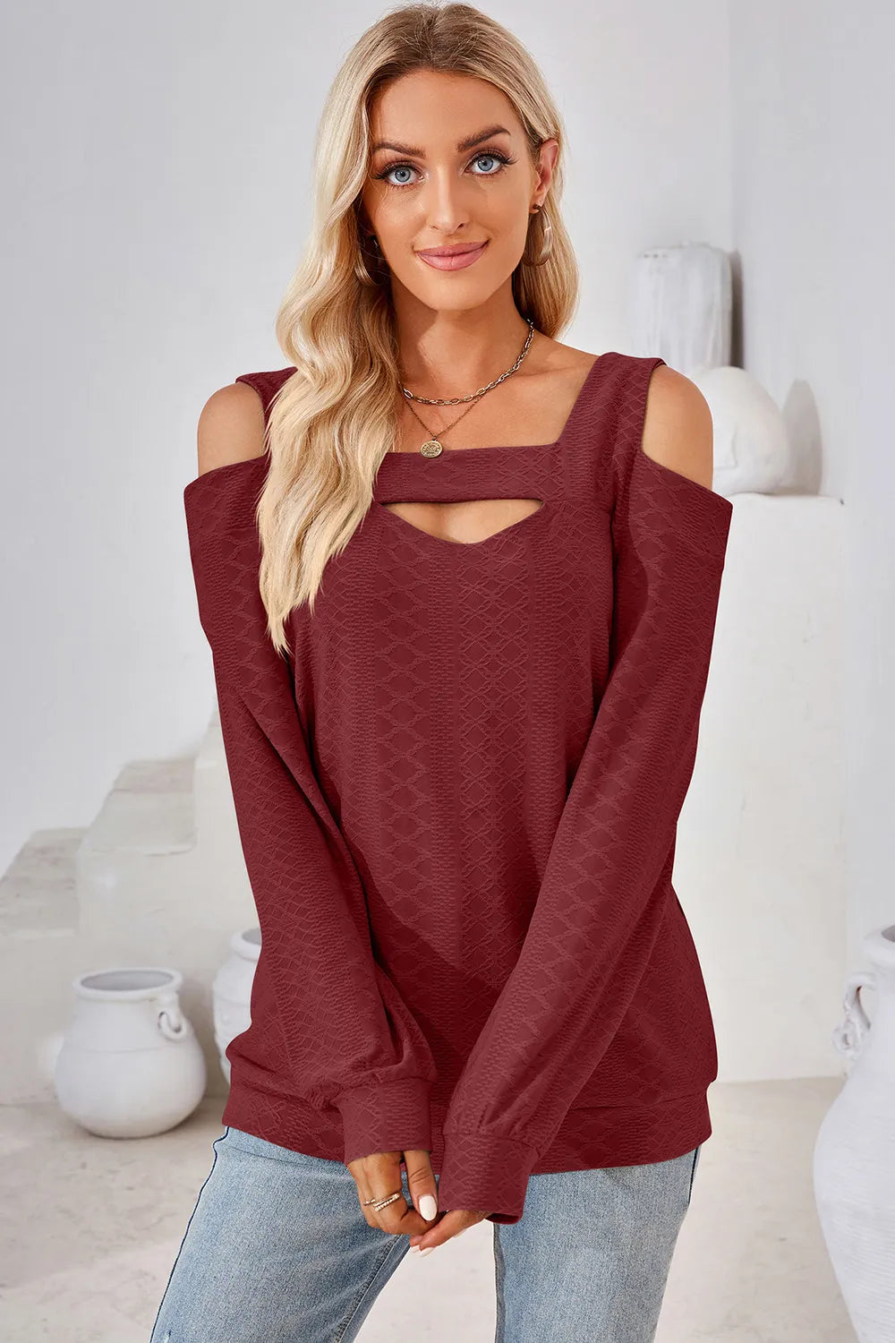Cutout Square Neck Cold Shoulder T-Shirt – Trendsi | ClozArt