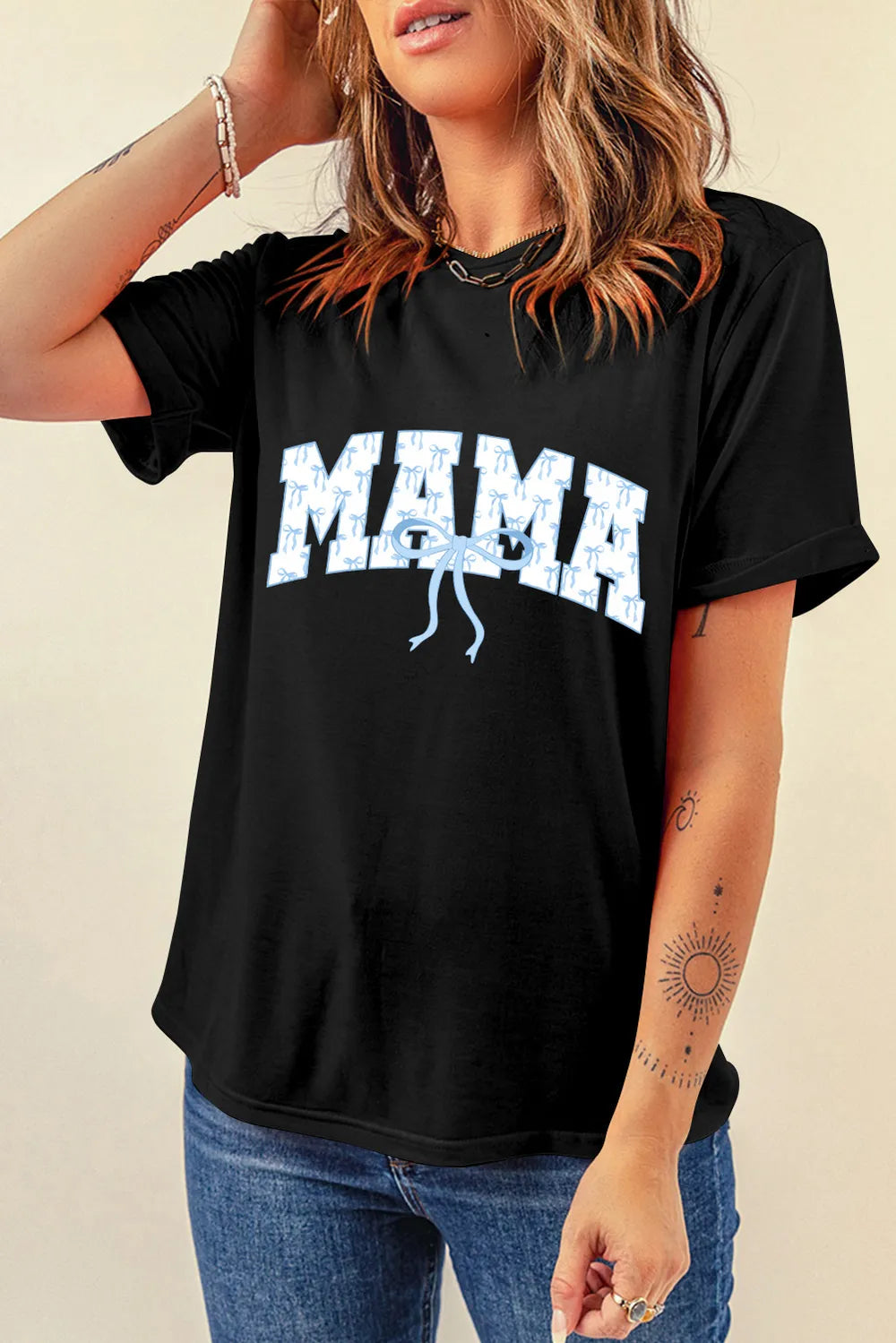Bow MAMA Graphic Short Sleeve T-Shirt – Trendsi | ClozArt