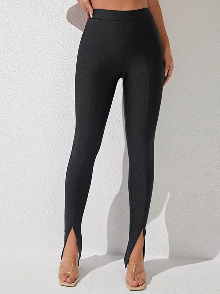 High Waist Slit Skinny Pants – Trendsi | ClozArt