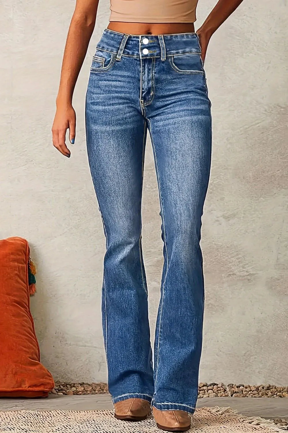 Cat Whisker Washed Bootcut Jeans – Trendsi | ClozArt