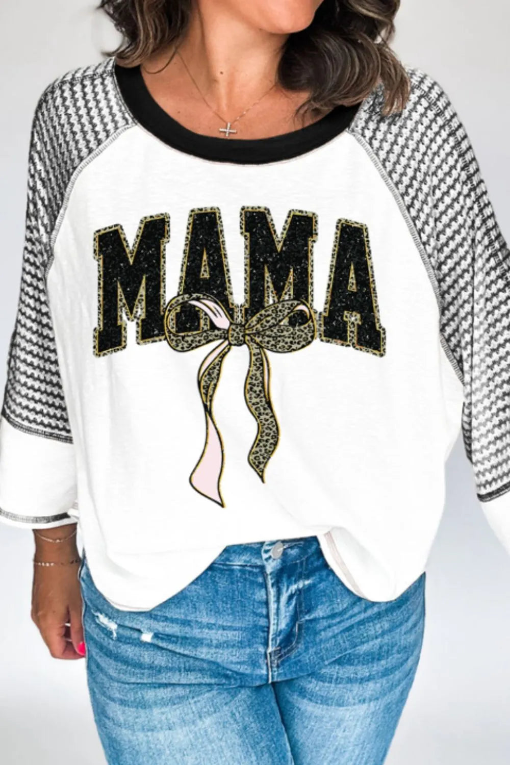 MAMA Leopard Graphic Contrast Stitching T-Shirt – Trendsi | ClozArt