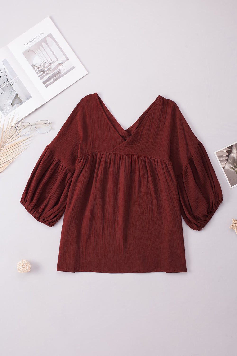 Dropped Shoulder V-Neck Blouse – Trendsi | ClozArt