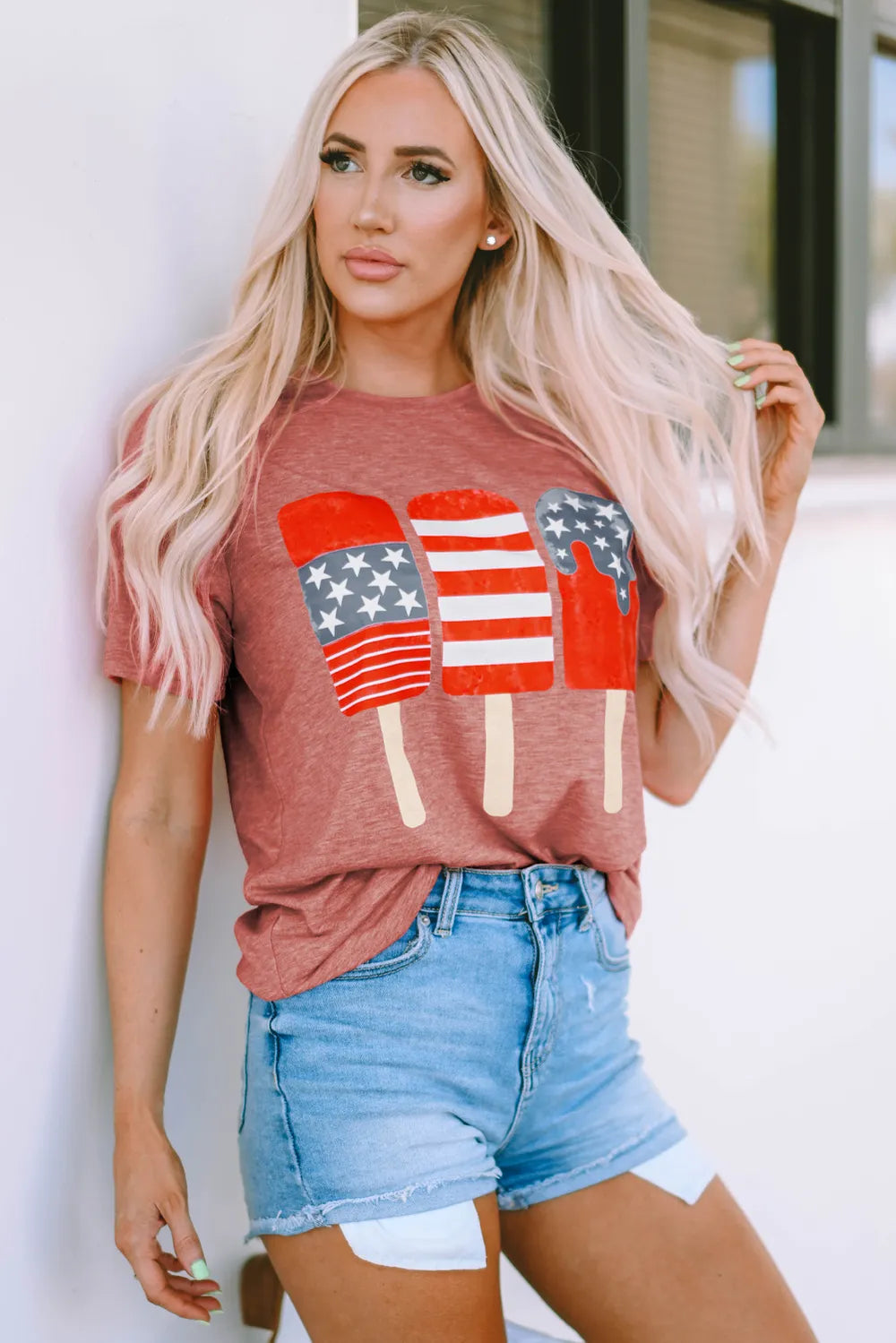 US Flag Round Neck Short Sleeve T-Shirt – Trendsi | ClozArt