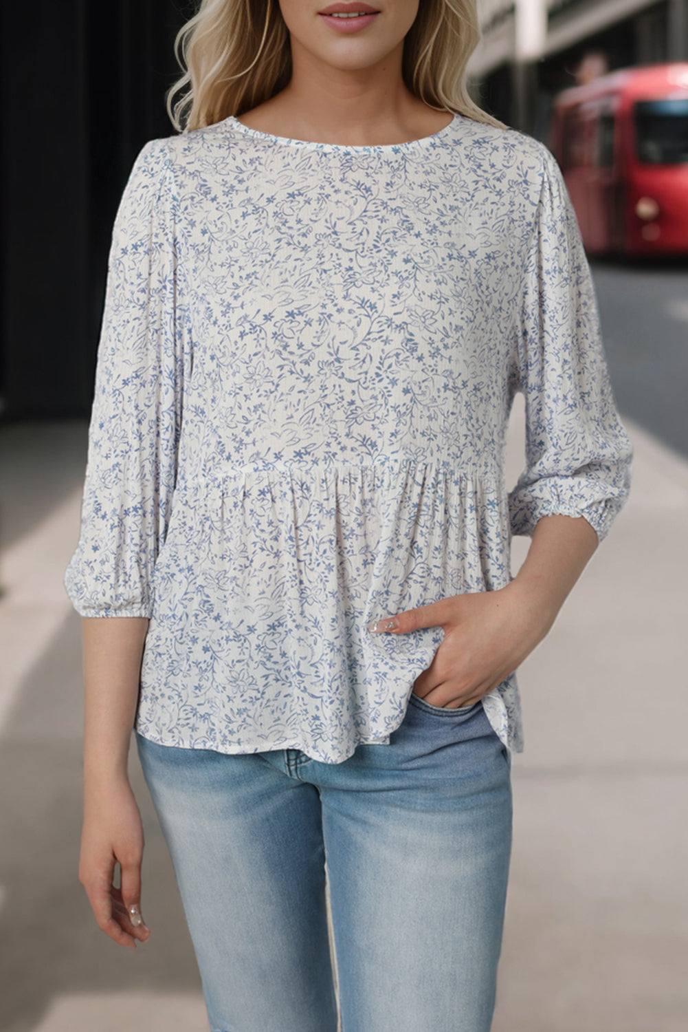Floral Round Neck Peplum Blouse – Trendsi | ClozArt