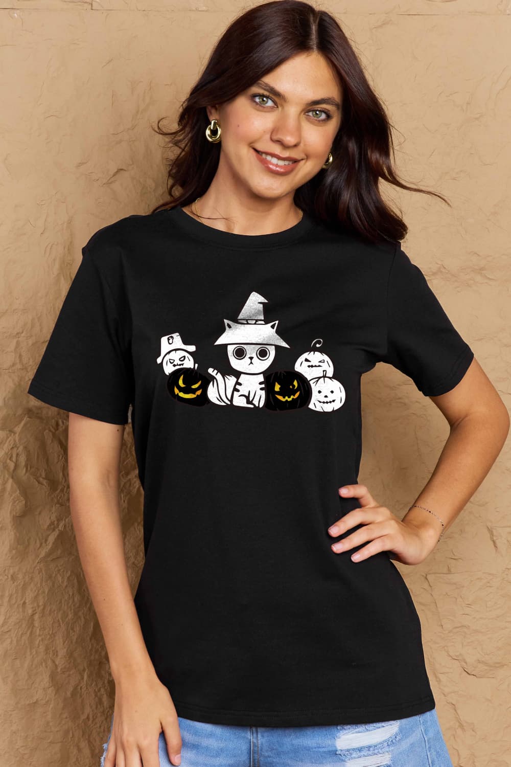 Simply Love Full Size Cat & Pumpkin Graphic Cotton T-Shirt – Trendsi | ClozArt