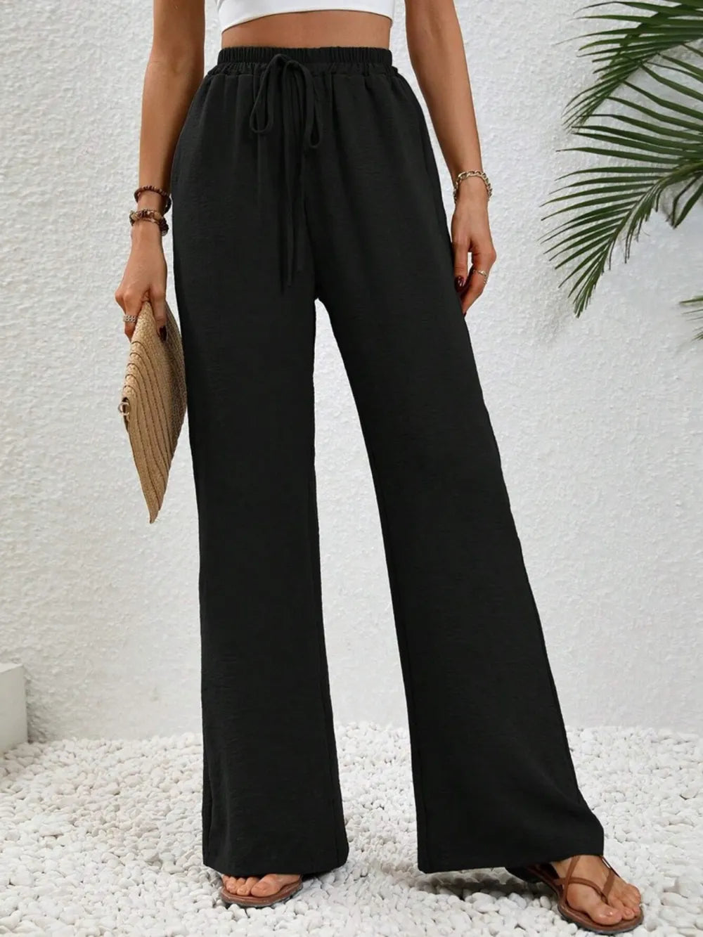 Wide Leg Drawstring Pants – Trendsi | ClozArt