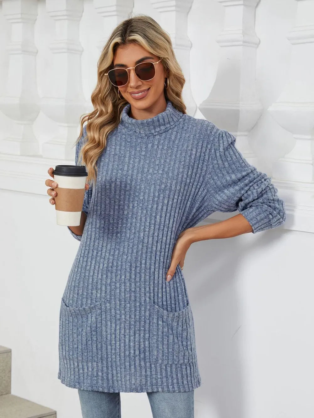 Ribbed Mock Neck Long Sleeve T-Shirt – Trendsi | ClozArt
