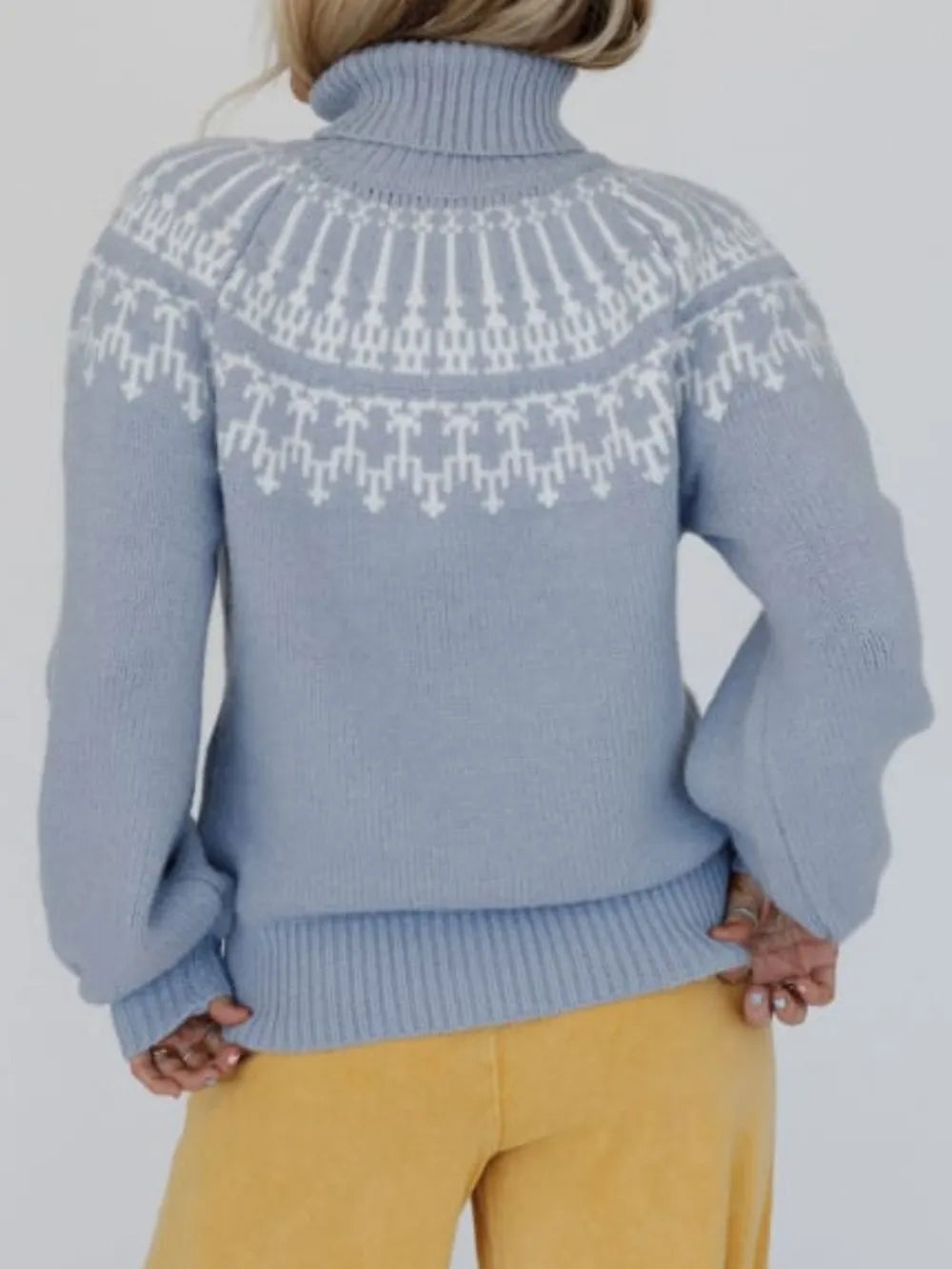 Contrast Turtleneck Long Sleeve Sweater – Trendsi | ClozArt