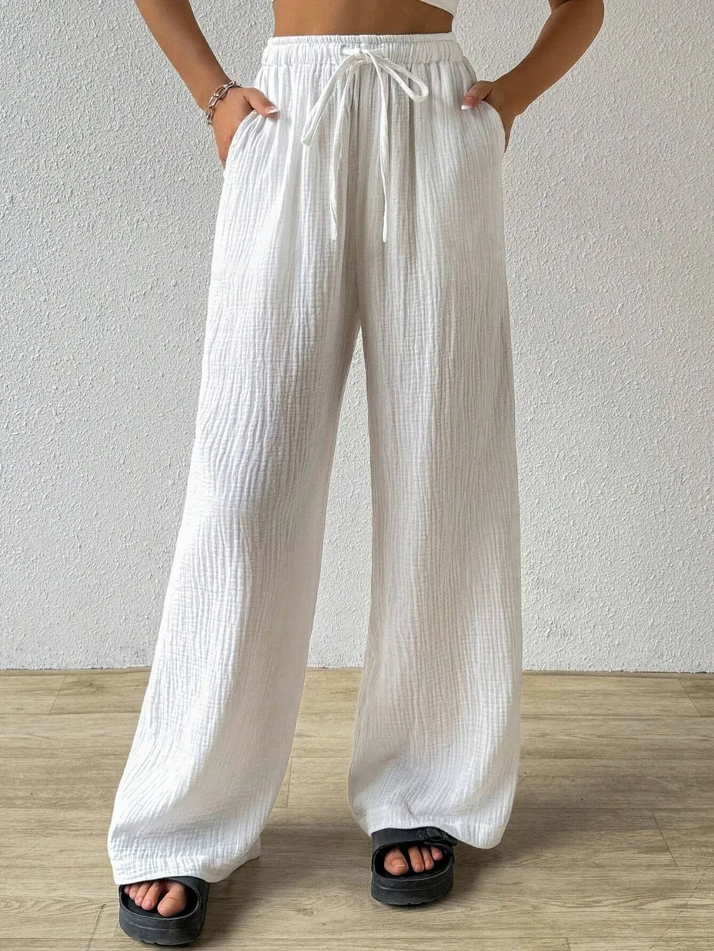Drawstring Wide Leg Pants – Trendsi | ClozArt
