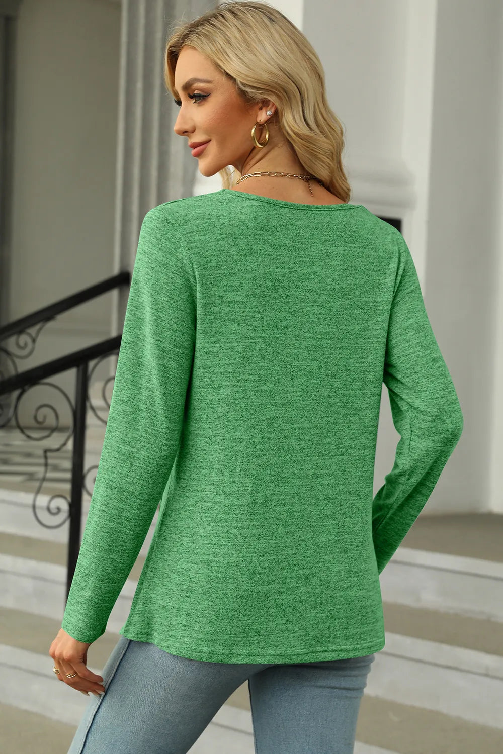 Slit Decorative Button Square Neck T-Shirt – Trendsi | ClozArt