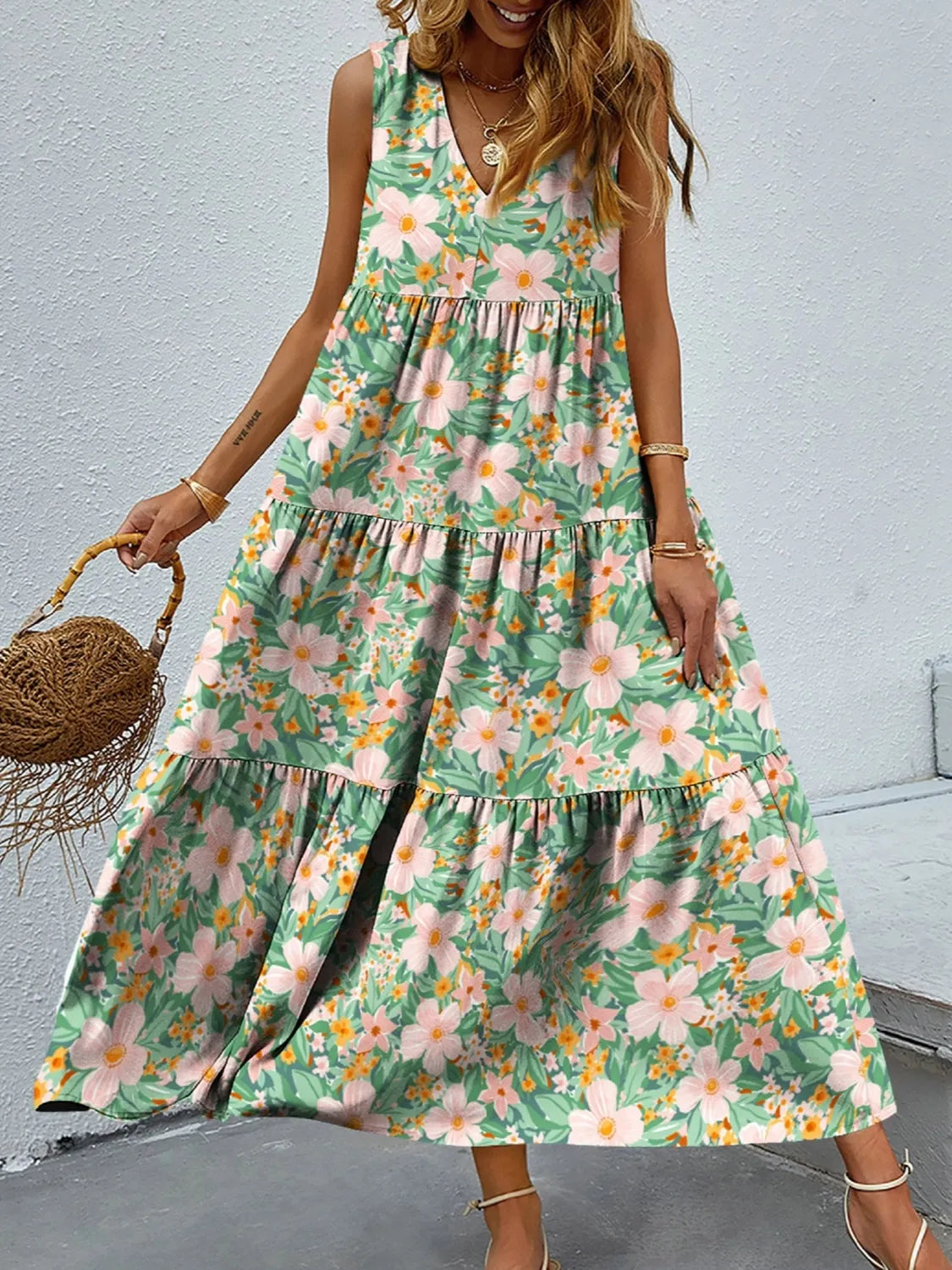 Floral Tiered Maxi Tank Dress – Trendsi | ClozArt