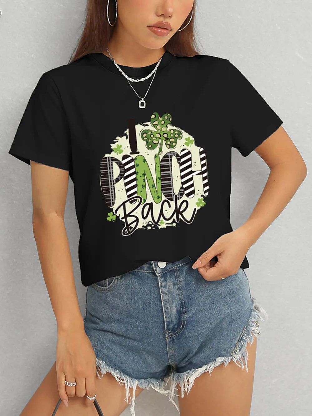 I PINCH BACK Round Neck Short Sleeve T-Shirt – Trendsi | ClozArt