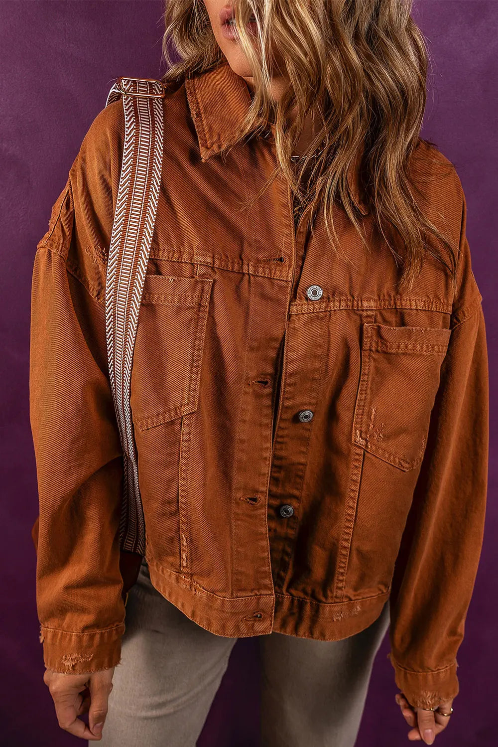 Collared Neck Button-Up Denim Jacket – Trendsi | ClozArt