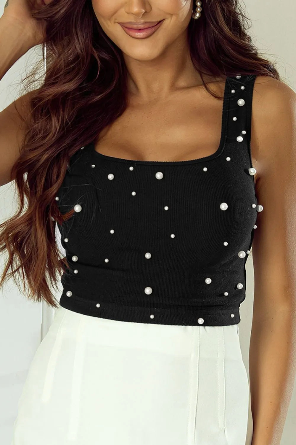 Pearl Detail Square Neck Tank – Trendsi | ClozArt