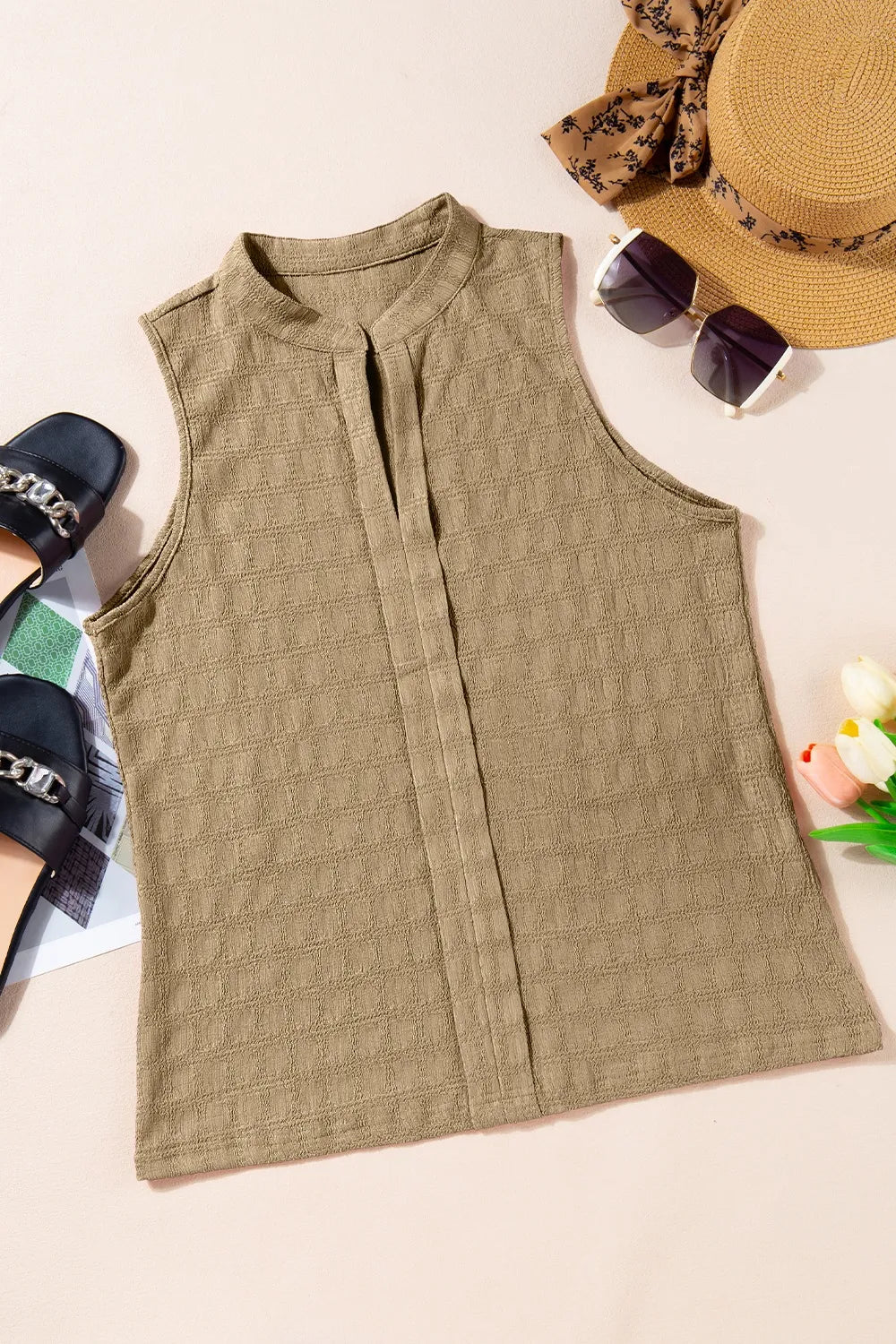 Textured Notched Tank – Trendsi | ClozArt