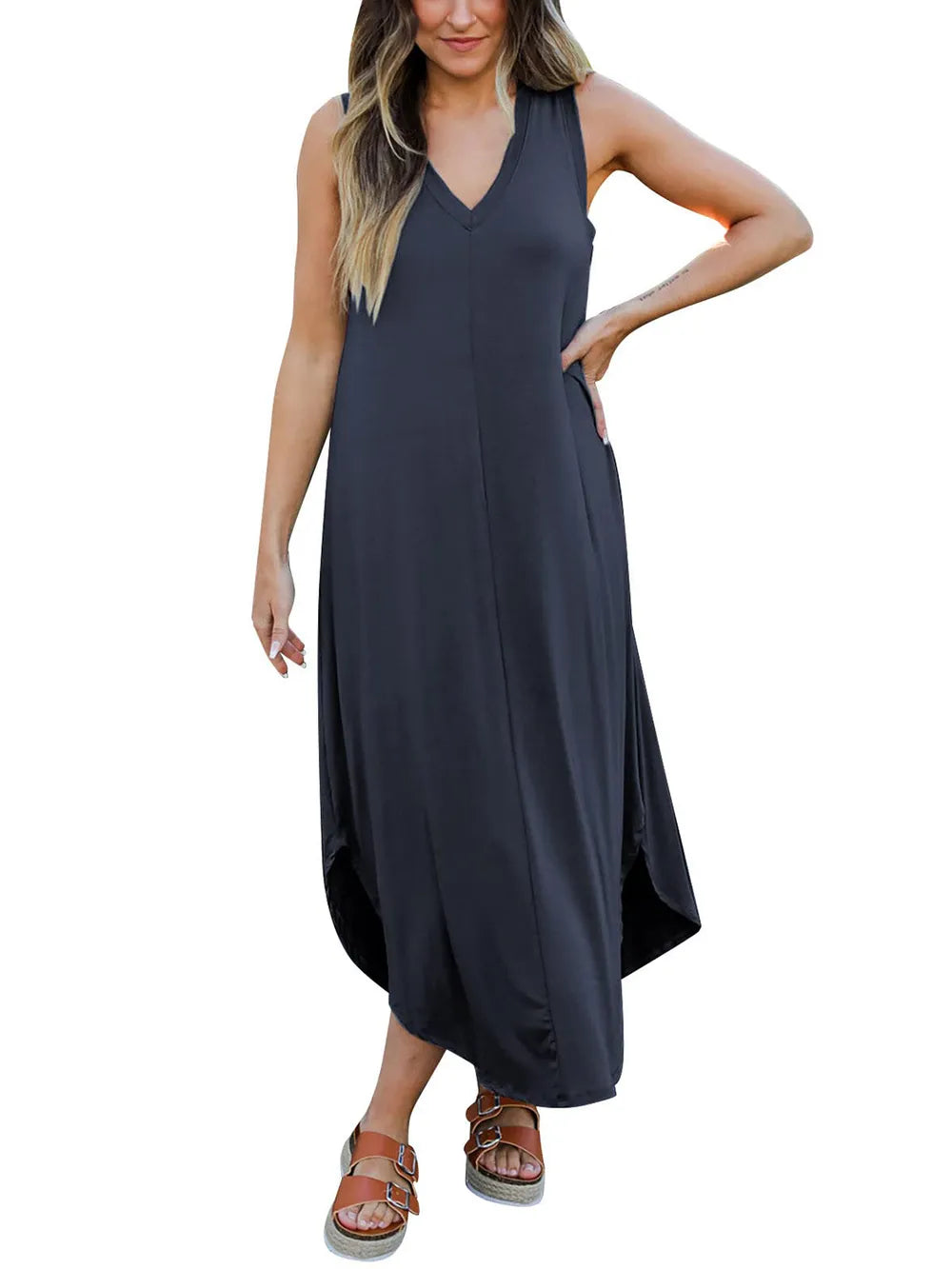 Full Size V-Neck Midi Tank Dress – Trendsi | ClozArt