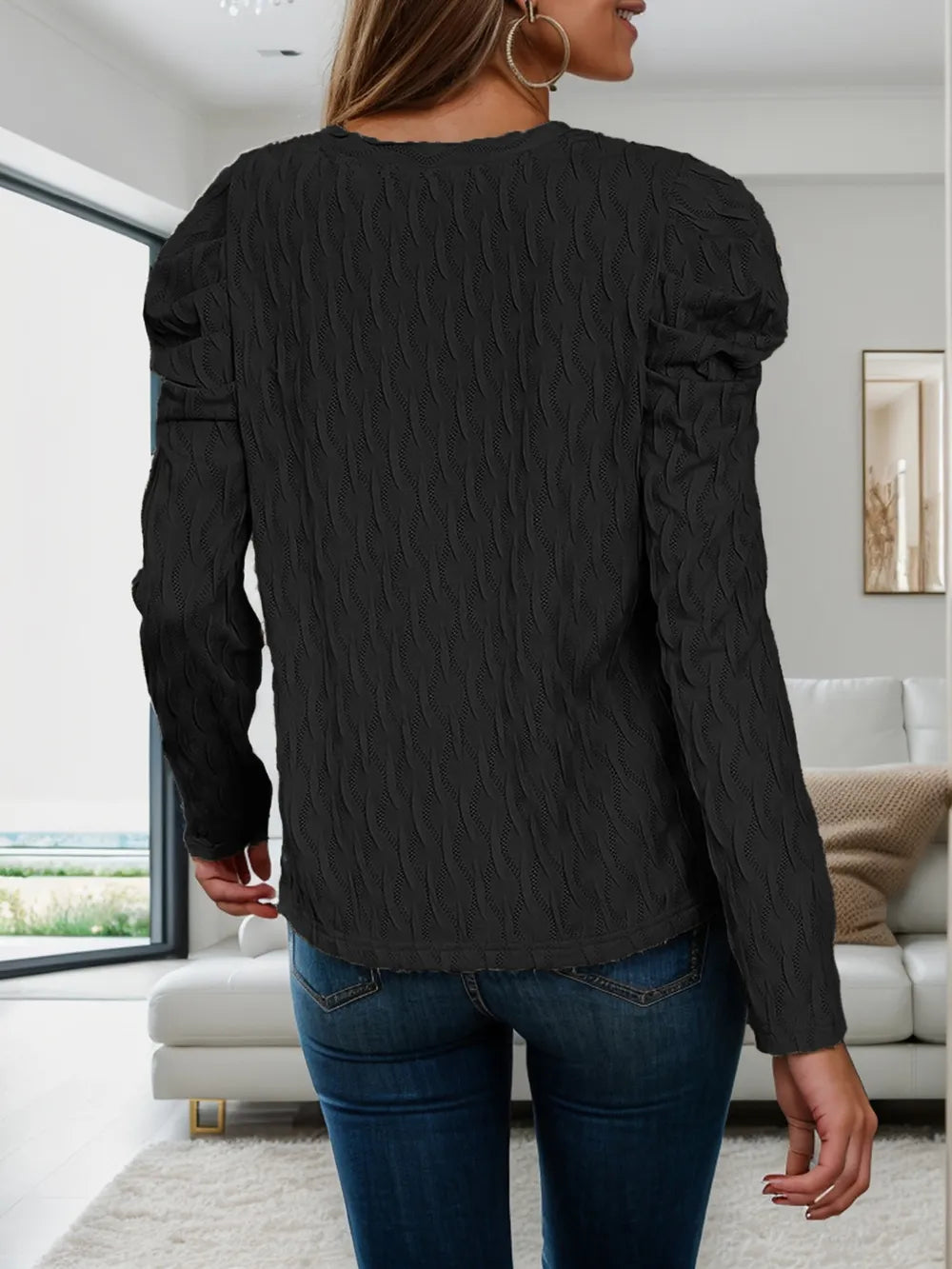 V-Neck Puff Sleeve Top – Trendsi | ClozArt