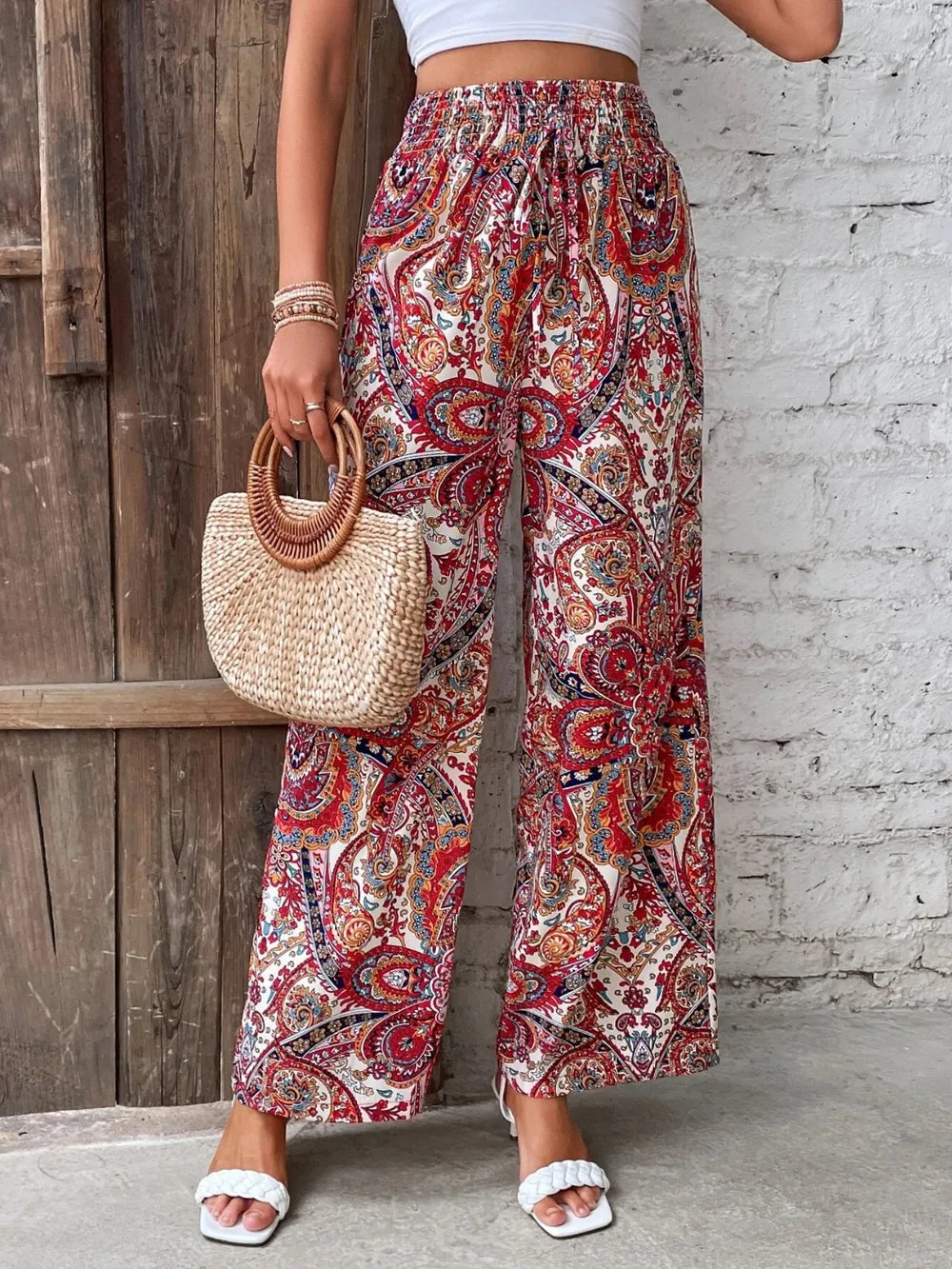 Printed Wide Leg Pants – Trendsi | ClozArt