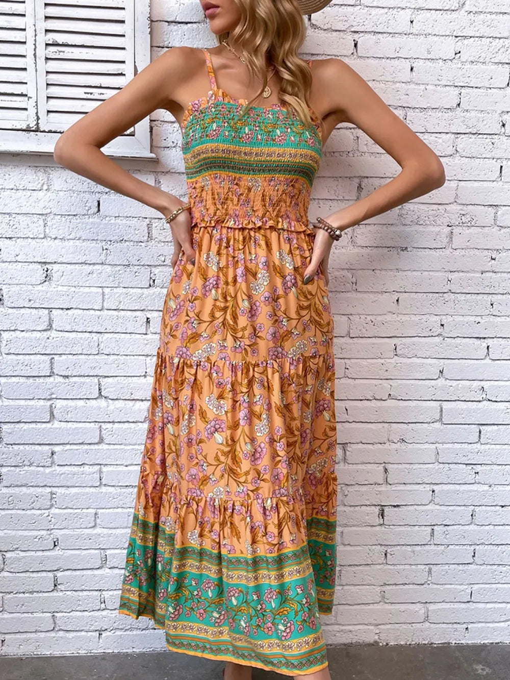 Printed Square Neck Midi Cami Dress – Trendsi | ClozArt