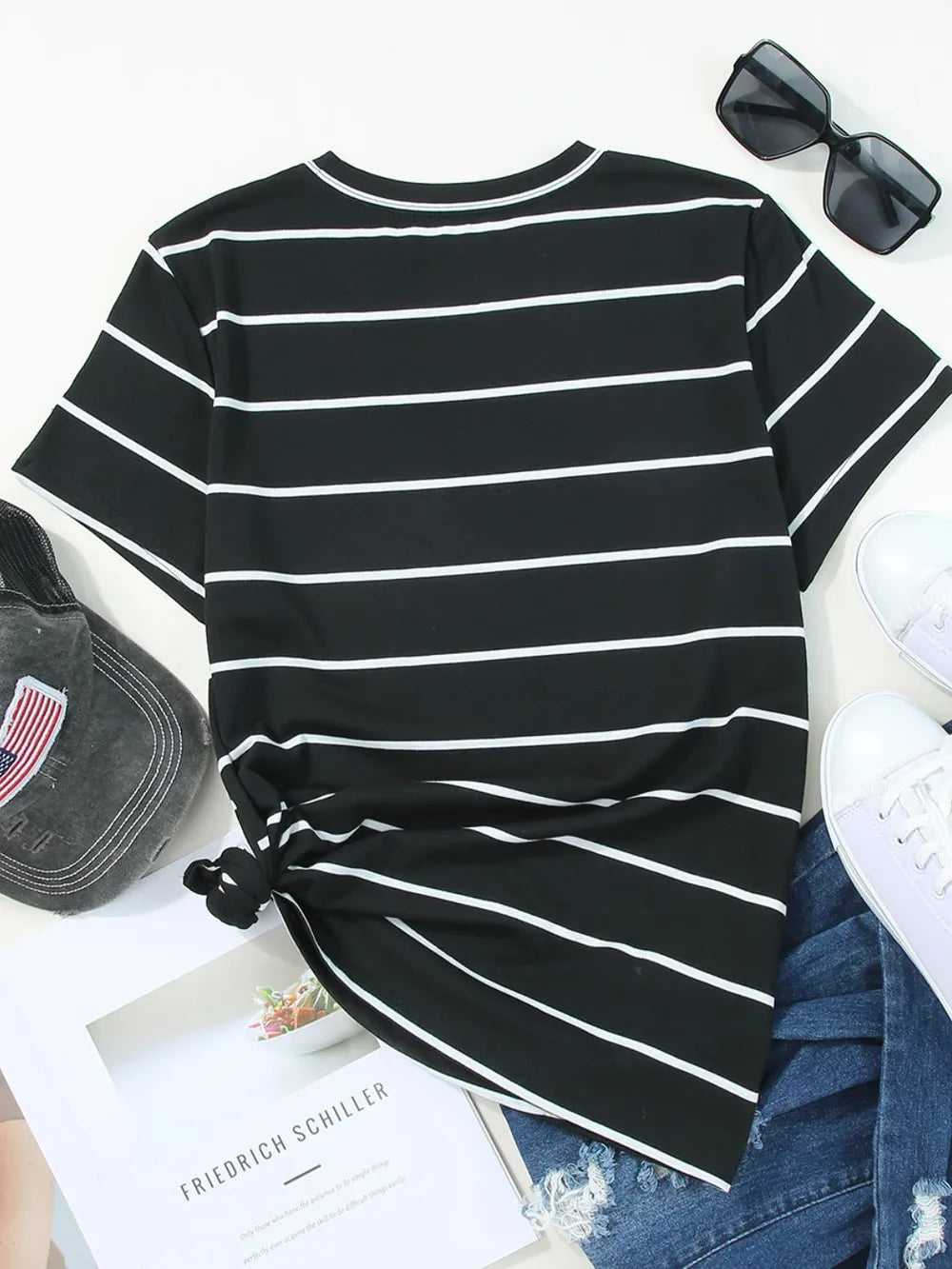 Striped Round Neck Short Sleeve T-Shirt – Trendsi | ClozArt