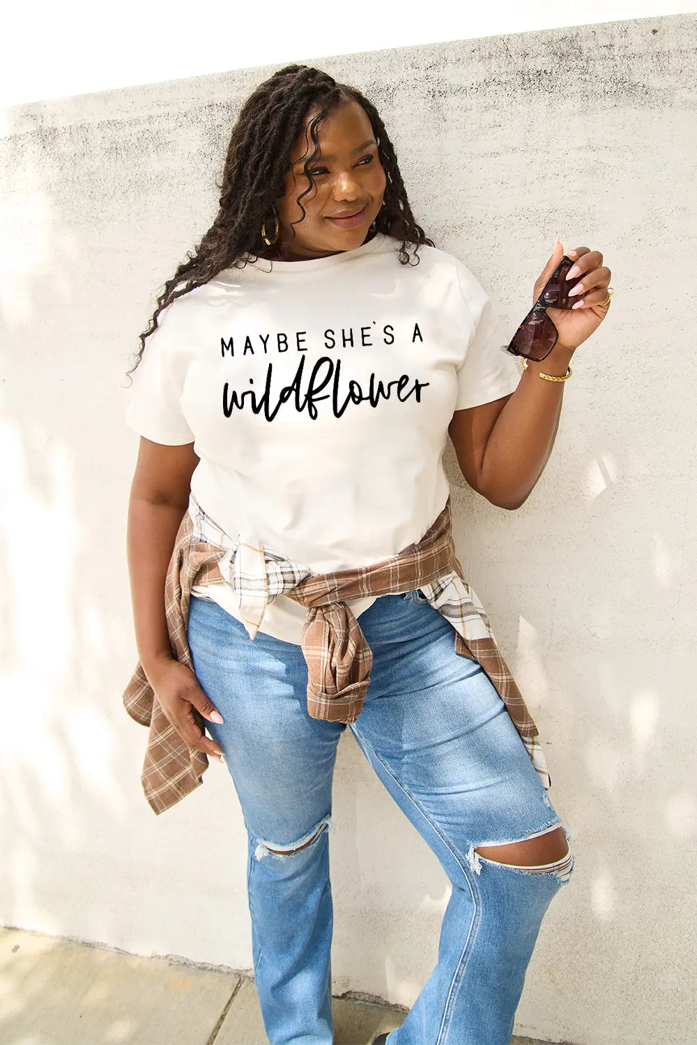 Simply Love Full Size MAYBE SHE'S A WILDFLOWER Short Sleeve T-Shirt – Trendsi | ClozArt