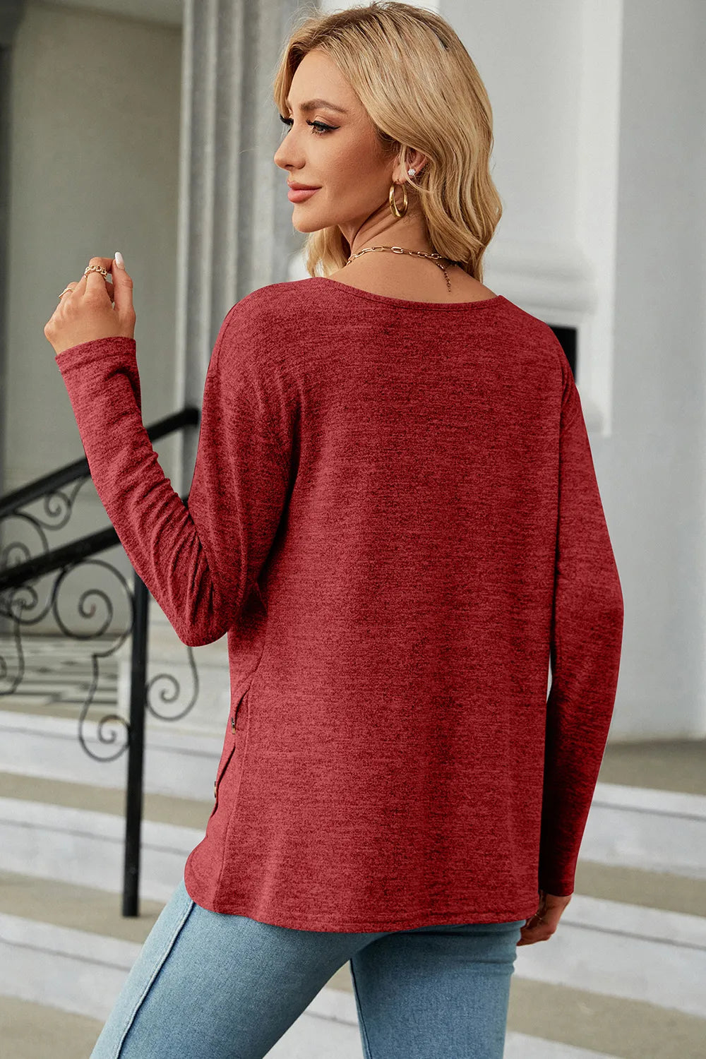Round Neck Long Sleeve T-Shirt – Trendsi | ClozArt