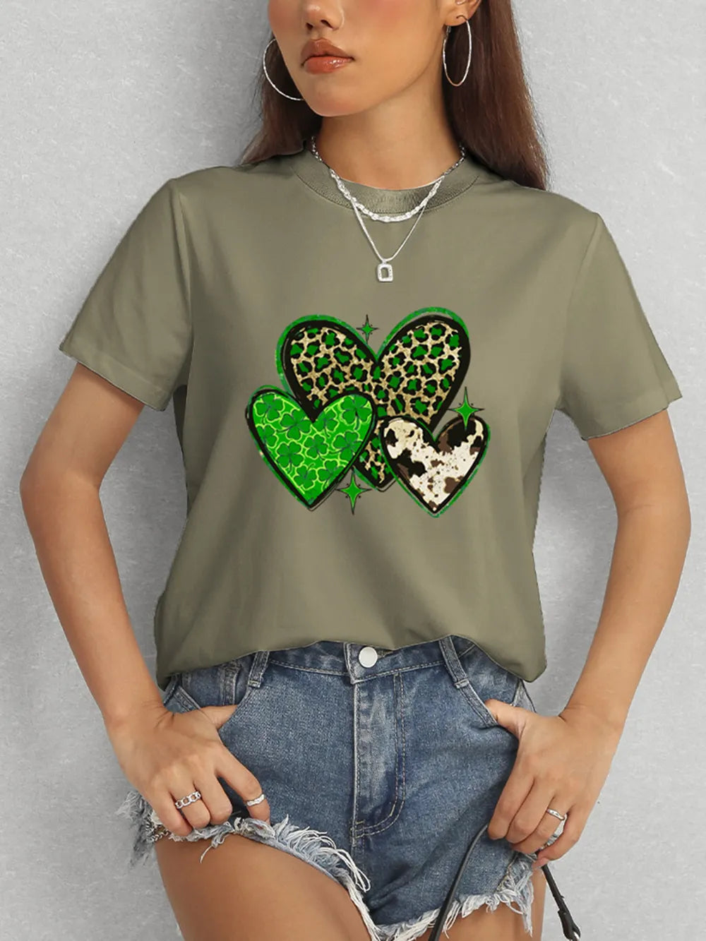 Heart Round Neck Short Sleeve T-Shirt – Trendsi | ClozArt