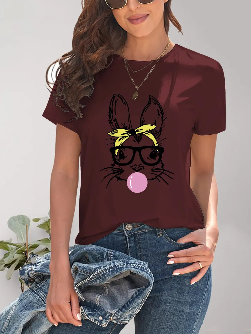 Rabbit Graphic Round Neck Short Sleeve T-Shirt – Trendsi | ClozArt