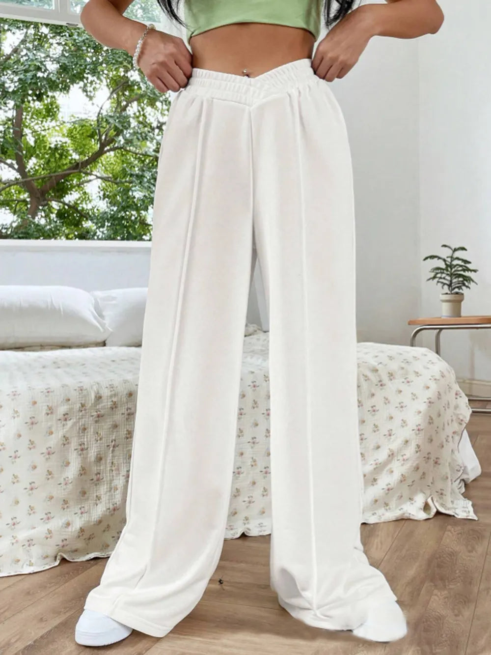 Elastic Waist Wide Leg Pants – Trendsi | ClozArt