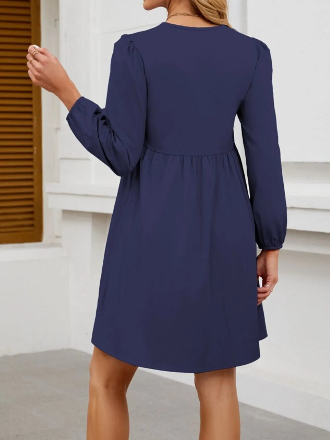 Tie Front Long Sleeve Mini Dress – Trendsi | ClozArt