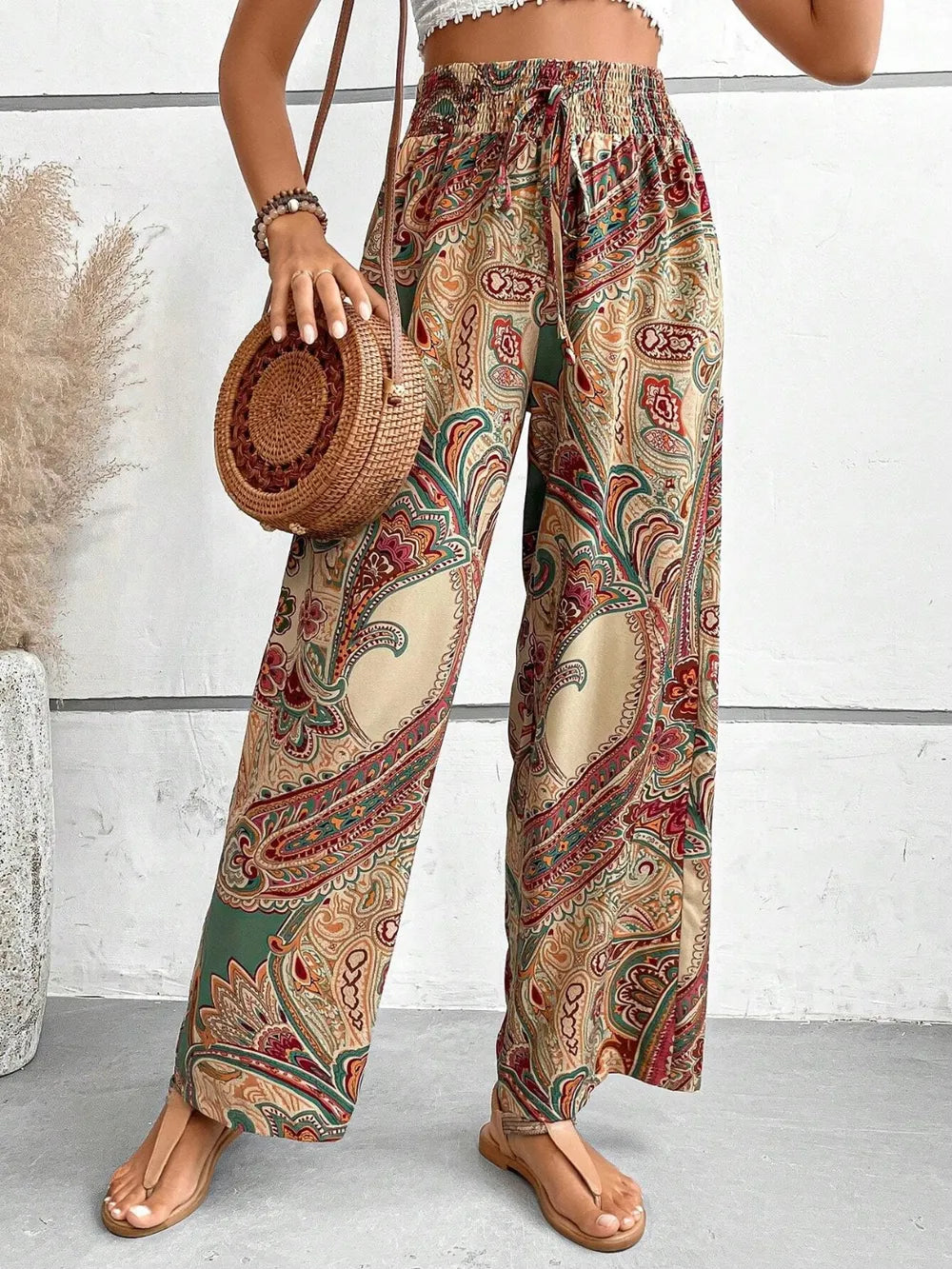 Printed Wide Leg Pants – Trendsi | ClozArt