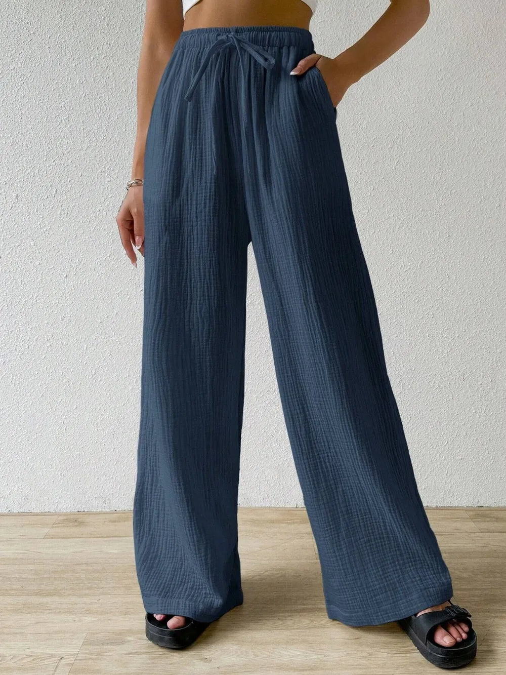 Drawstring Wide Leg Pants – Trendsi | ClozArt
