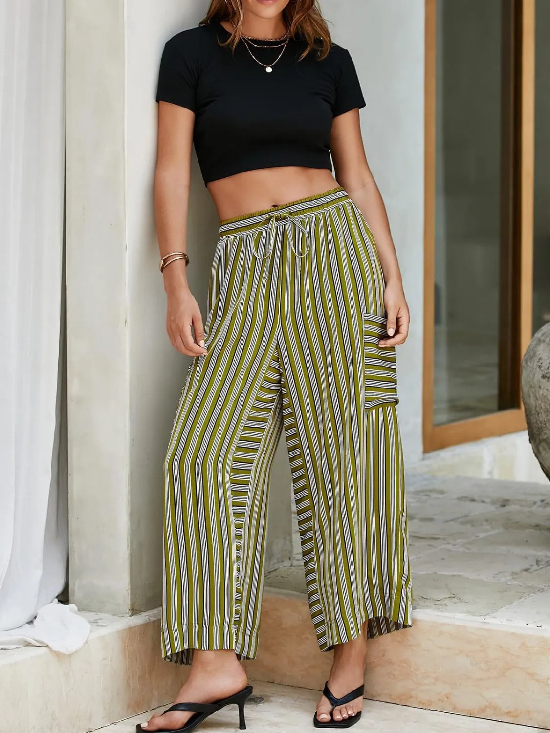 Contrast Striped Wide leg Pants – Trendsi | ClozArt