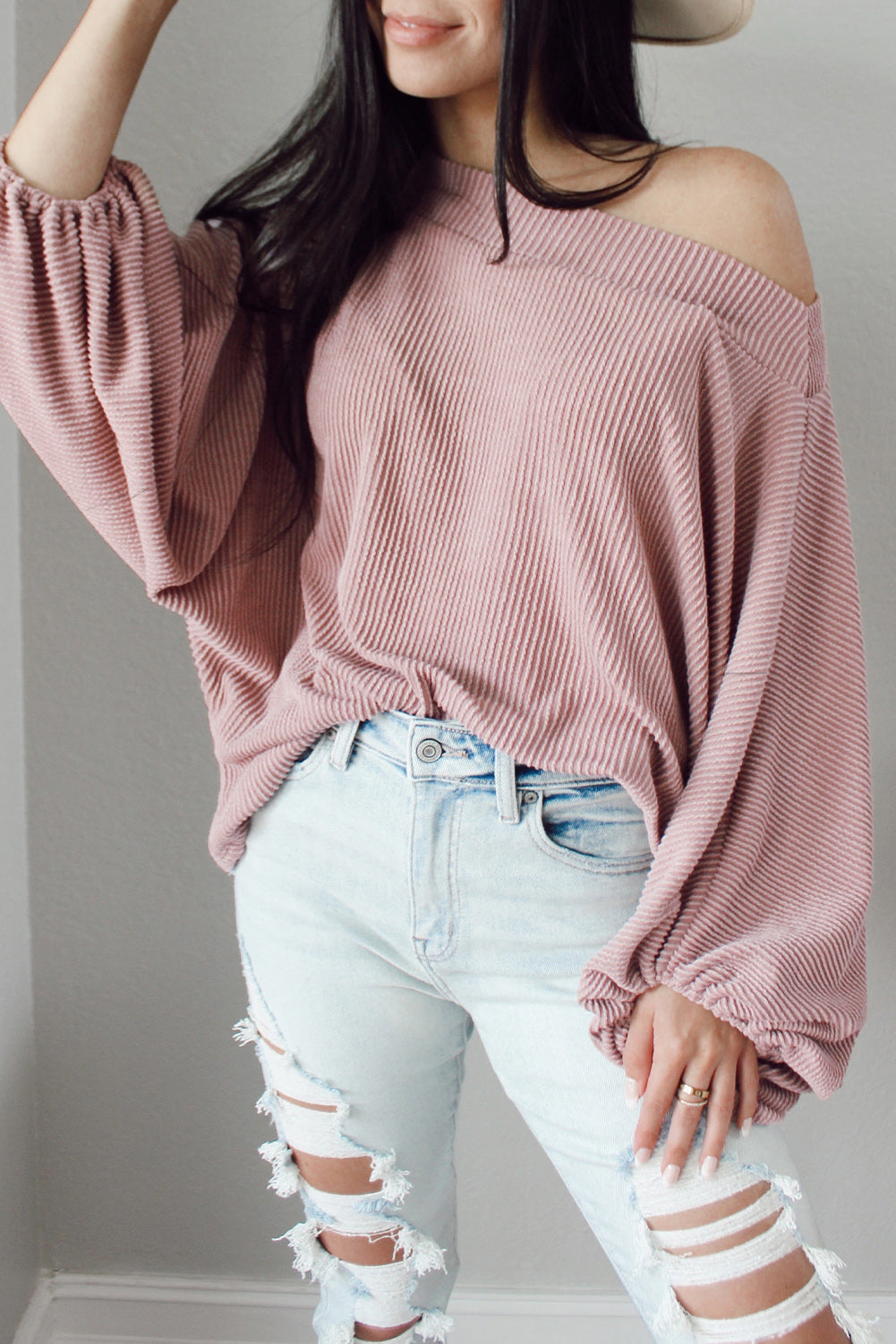 Ribbed Long Sleeve Knit Top – Trendsi | ClozArt