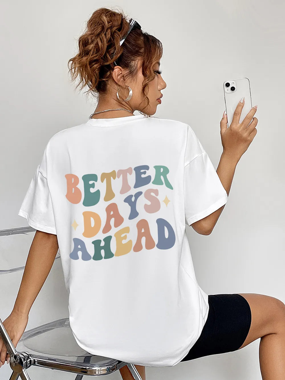 BETTER DAYS AHEAD Round Neck T-Shirt – Trendsi | ClozArt