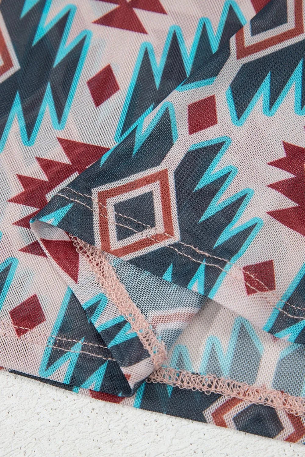 Western Aztec Print Mesh Slim T Shirt – Trendsi | ClozArt