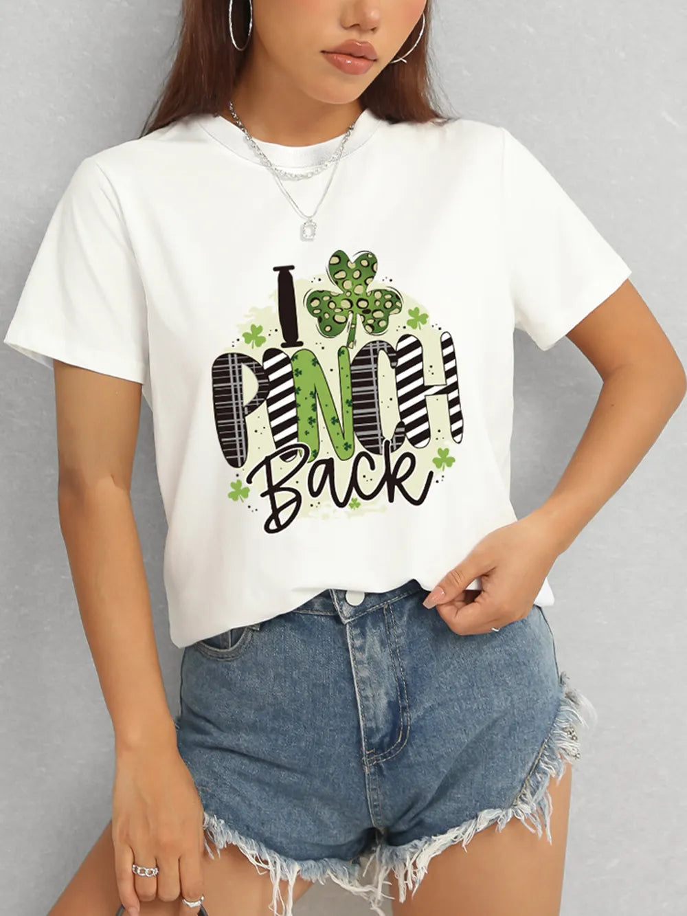 I PINCH BACK Round Neck Short Sleeve T-Shirt – Trendsi | ClozArt