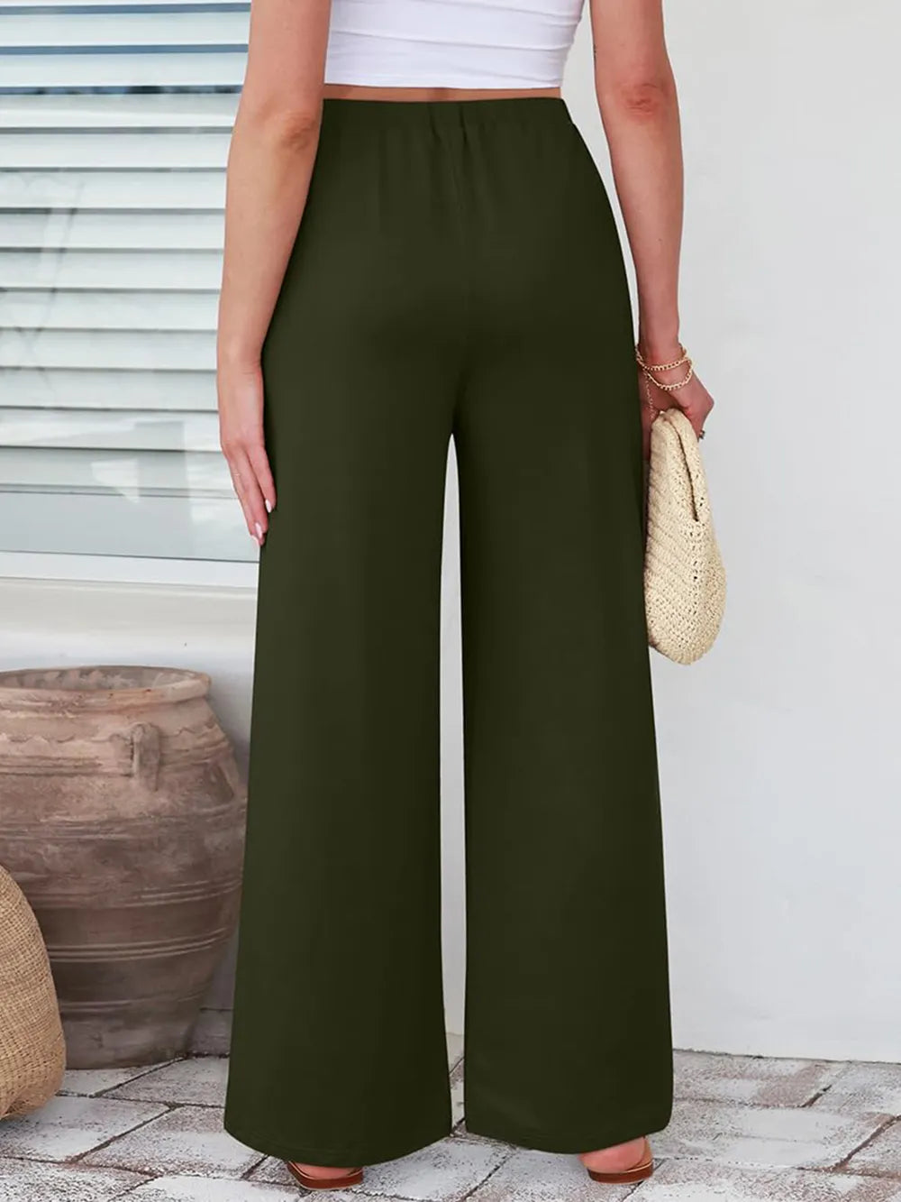 Elastic Waist Wide Leg Pants – Trendsi | ClozArt