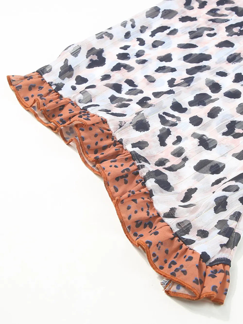 Plus Size Leopard Ruffle Trim Long Sleeve Blouse – Trendsi | ClozArt