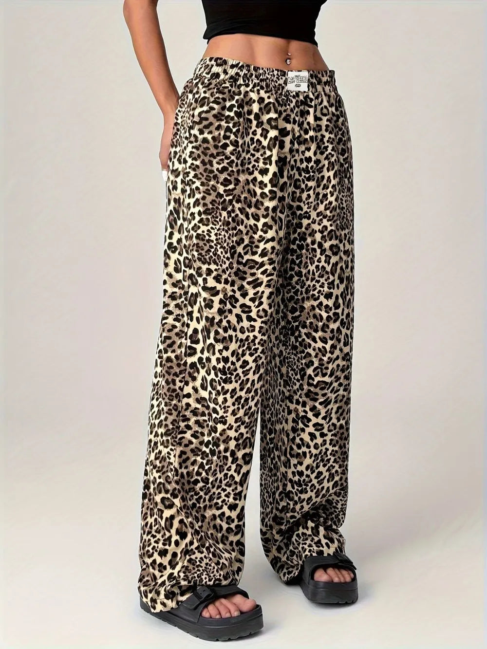 Leopard Wide Leg Pants with Pockets – Trendsi | ClozArt