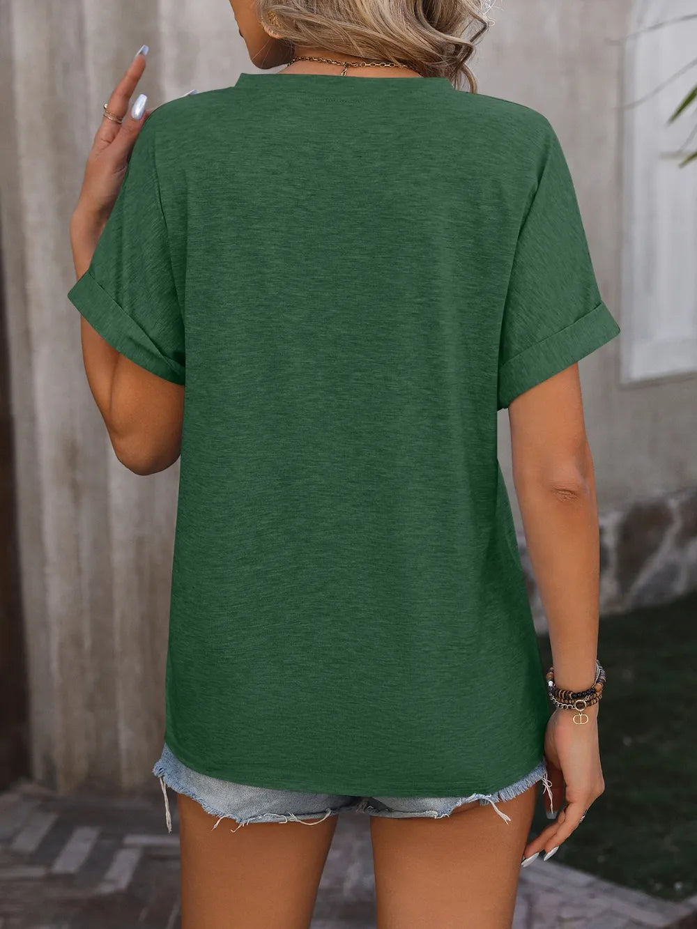 Mandy Notched Buttoned Short Sleeve T-Shirt – Trendsi | ClozArt