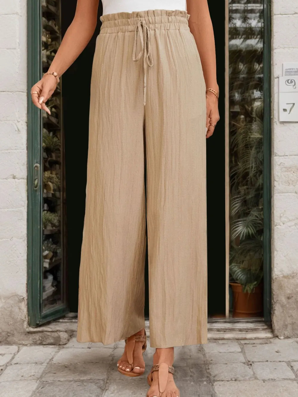Perfee Frill Wide Leg Pants – Trendsi | ClozArt