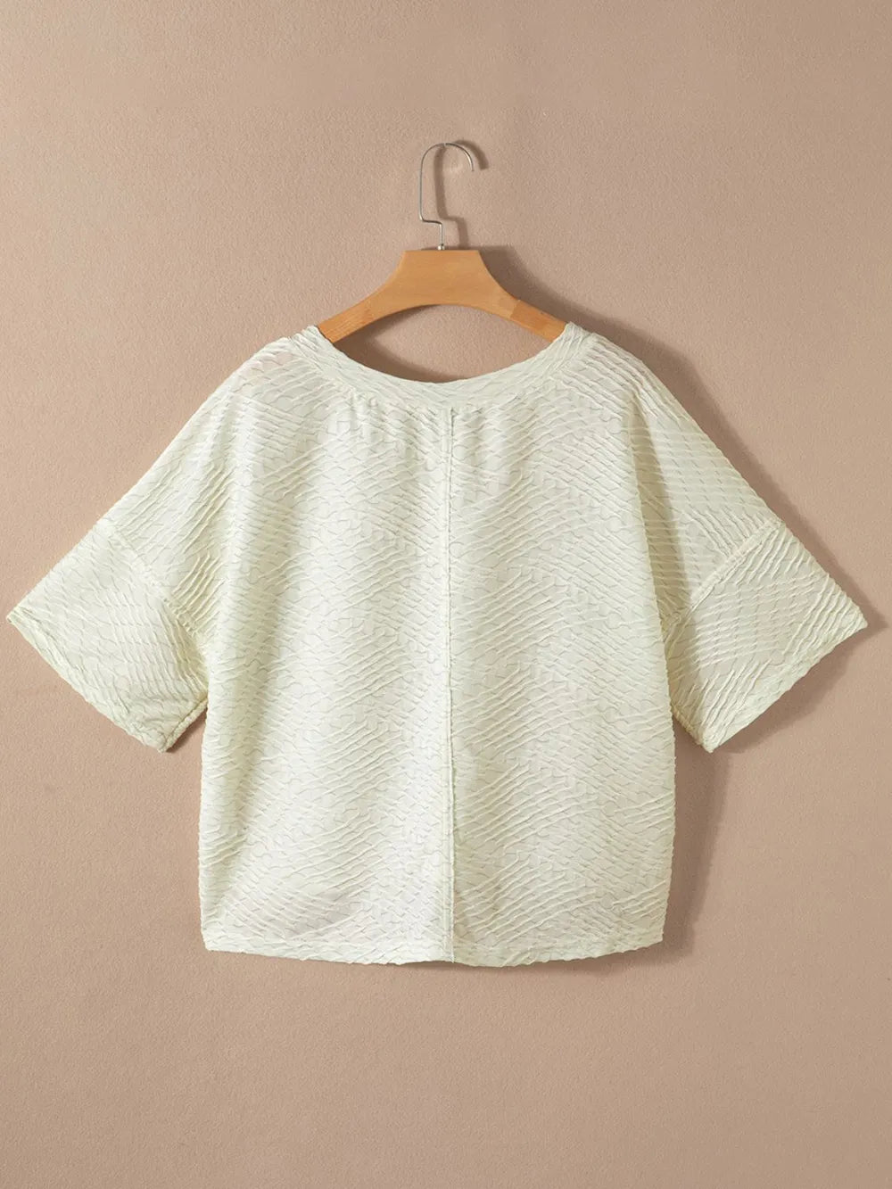 Textured V-Neck Dropped Shoulder T-Shirt – Trendsi | ClozArt