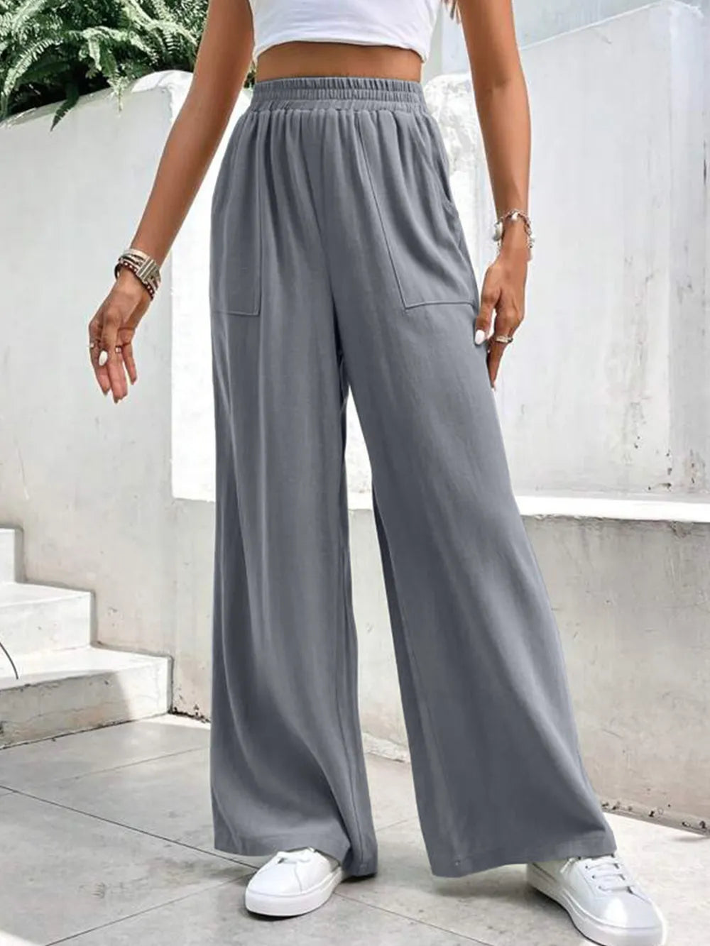 High Waist Wide Leg Pants with Pockets – Trendsi | ClozArt