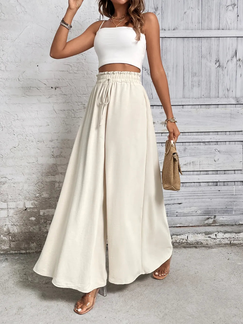 Honey Tied High Waist Wide Leg Pants – Trendsi | ClozArt