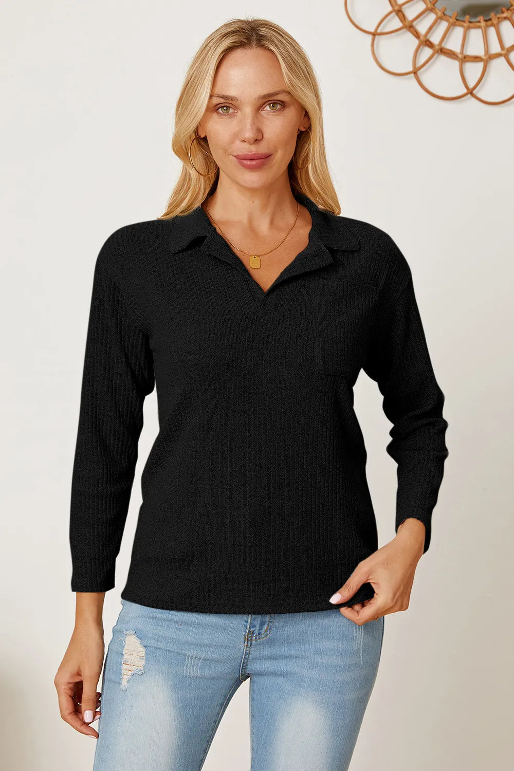 Collared Neck Dropped Shoulder T-Shirt – Trendsi | ClozArt