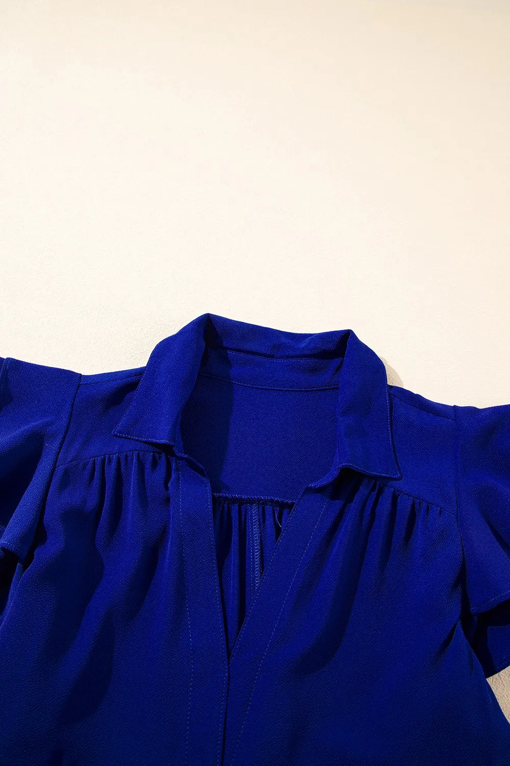 Ruffled Short Sleeve Collared V Neck Tiered Midi Dress – Trendsi | ClozArt